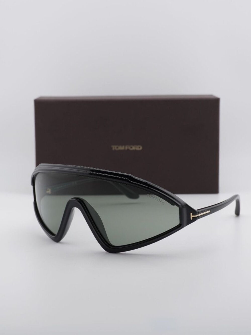 Tom Ford Lorna FT1121 05A Shield Sunglasses - Shiny Black / Smoke